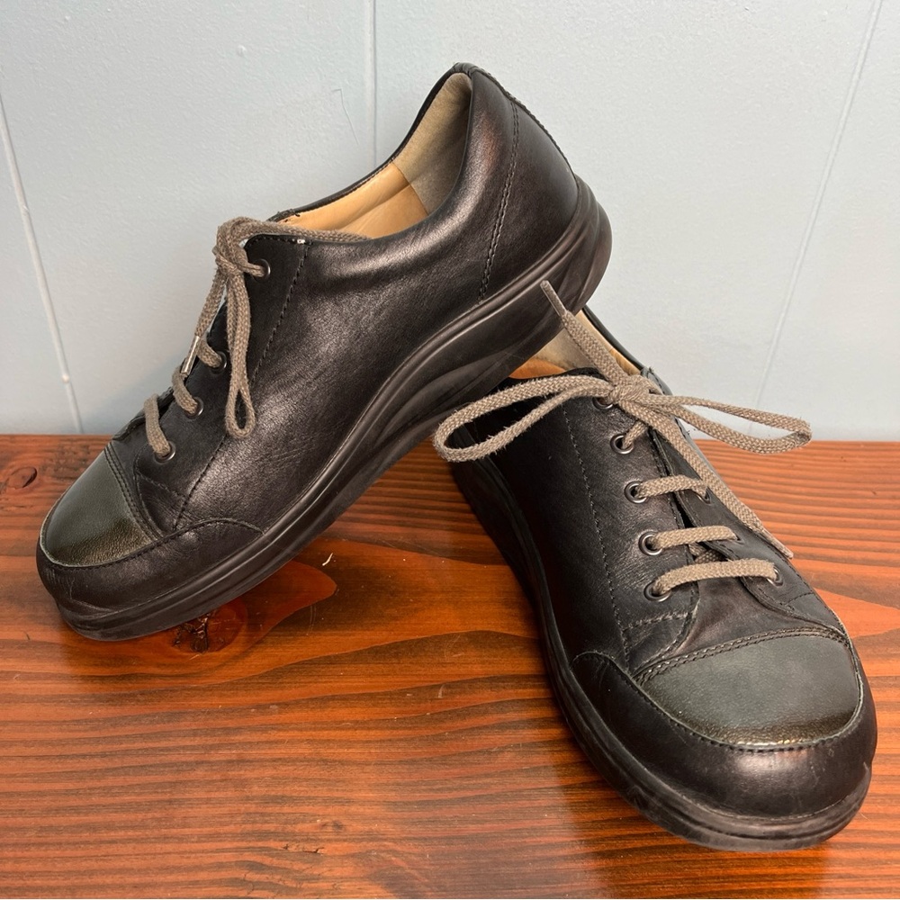 Finn Comfort Germany Women Sz 6.5 Black Lace up  Sneakers Casual Shoes READ